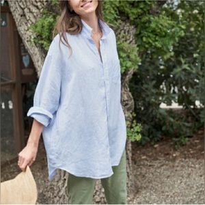 FRANK & EILEEN Mackenzie Exaggerated Button-Up Linen Shirt